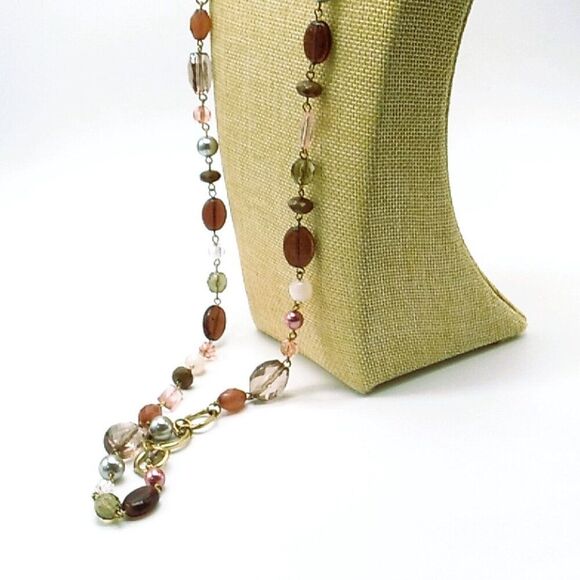 Lia Sophia BEAUJOLAIS Necklace Long Acrylic & Resin Beads Gold-tone Chain Retire - Picture 13 of 15